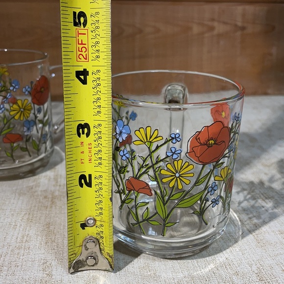 2 Vintage 1970's Poppy Flower Acroroc France by R. Carmen Mugs! Clean And Clear - Picture 10 of 11